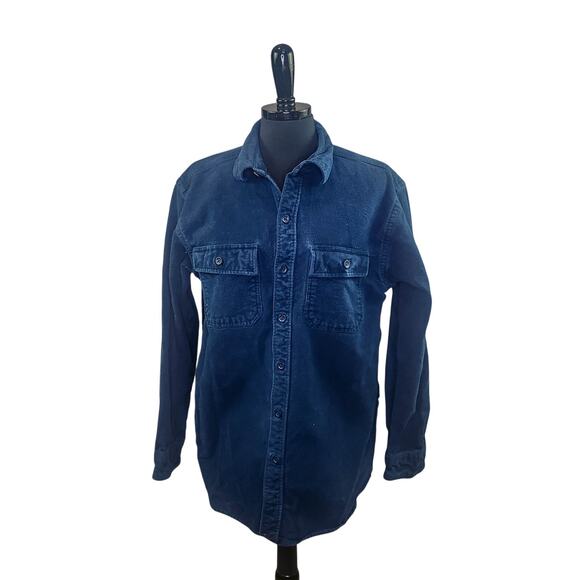 L.L. Bean Traditional Fit Button Down Heavy Flannel Shirt Top Blue M - Picture 1 of 3